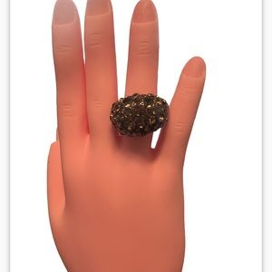 Fossil 8 womens brown crystal cluster round ring size 8 EUC